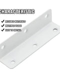 Heavy Duty Stainless Steel White Corner Brackets Set Of 4 With Screws, L Shaped, Rust Resistant, Multi Purpose, Side View