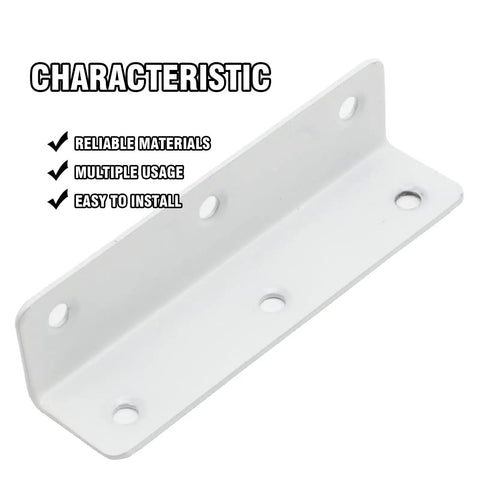 Heavy Duty Stainless Steel White Corner Brackets Set Of 4 With Screws, L Shaped, Rust Resistant, Multi Purpose, Side View
