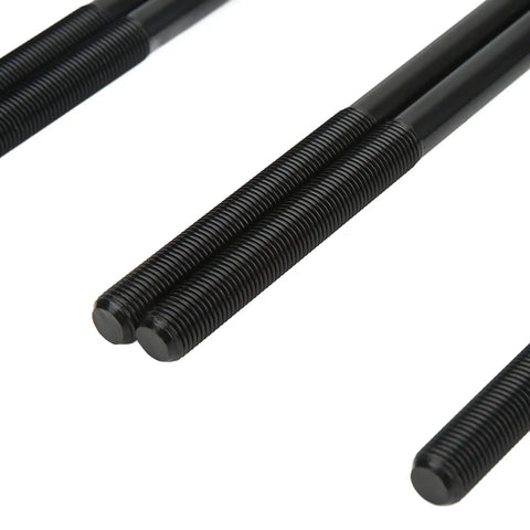 12 Inch Rear Axle U Bolts Kit With Flat Top Design Black Powder Coated Steel Suspension U Bolts For Leaf Spring Repair Fits Ram 1500 1999 2010 Pickup Trucks, black threaded bolts