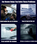Professional Grade Heavy Duty 12V Car Heater 500W Dash Warmer aiding in defrosting frozen windows and warming car interiors.
