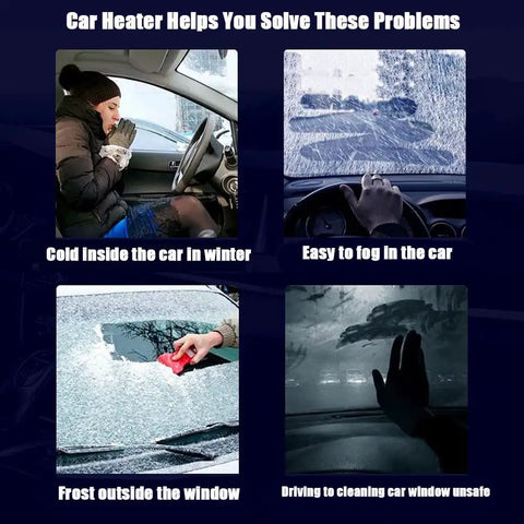 Professional Grade Heavy Duty 12V Car Heater 500W Dash Warmer aiding in defrosting frozen windows and warming car interiors.