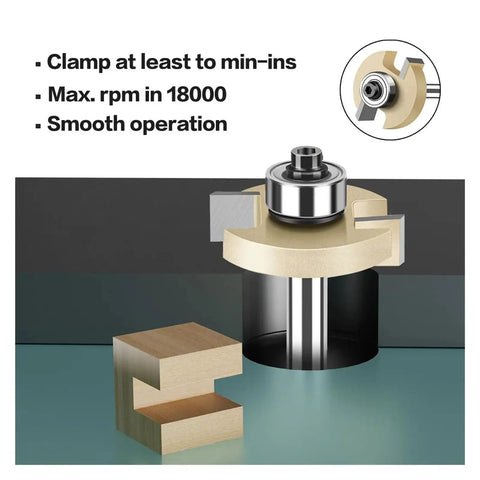 Must Have Heavy Duty Rabbeting Router Bit 1-1/4 In with precision bearing showing smooth operation on wood piece.