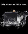 20kg waterproof digital servo in water splash display, part of 4300Kv Brushless Motor With 60A ESC, 20Kg Servo, And 25T Servo Arm For 1/8 And 1/10 RC Cars And Boats