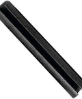 Close-up of a black carbon steel roll pin from the Roll Pin Assortment Kit With 10 Most Popular Sizes In A Resealable Plastic Case, Handy Grab And Go 120 Piece Set For Your Garage, Shop Or Home Repairs, Built For Quick Fit And Easy Access Pins For All Your Mechanical Projects.
