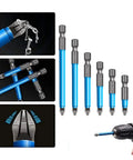 Pro Grade Magnetic Anti Slip Drill Bit Set with seven Phillips bits in S2 alloy steel, 1/4 inch shank, 25mm to 150mm range.