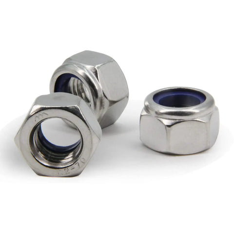 Rock Solid M16 X 2mm Nylon Insert Hex Lock Nuts Built Tough With Top Notch 304 Stainless Steel for truck upgrades, pack of 20.