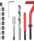 Heavy Liftin M10 X 1.5 Thread Repair Insert Kit With Smooth Stainless Steel Coils includes 15 coils, tap, drill, and tools.