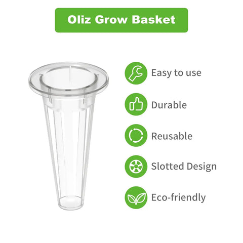 Image of a white plastic hydroponic grow basket with eco-friendly features, part of 50 Pack Hydroponic Grow Baskets With 51 Seed Pod Labels