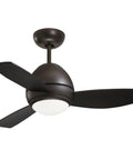 Dope Outdoor Ceiling Fan With Remote And Dimmable LED Light Kit 44 Inch Bronze Low Profile With Weather Resistant Blades 3 Blade