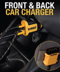 Heavy Duty Multi Port Usb Car Charger With Pd 30 Watt Fast Charging And Quick Charge Tech, showing front and back car charger in use.
