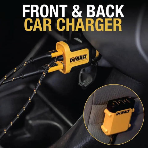 Heavy Duty Multi Port Usb Car Charger With Pd 30 Watt Fast Charging And Quick Charge Tech, showing front and back car charger in use.