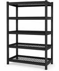 Heavy Duty 5 Tier Garage Shelving Unit With Reinforced Steel Wire Mesh Shelves, 24 Inch Deep, 72 Inch High, 40W x 24D, Keeps 27-Gallon Totes, Tools, Basement And Warehouse Organized, Black, front view