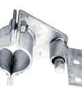Rock Solid Chain Link Gate Latch Kit compatible with 1 5/8 and 1 7/8 inch pipe, galvanized steel for secure installation.