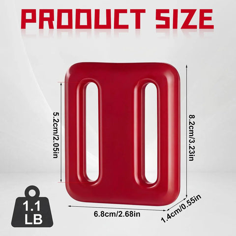 Two Pack Red Diving Weight Belt Set With Vinyl Coated Lead Weights 1 Lb Each 0.5 Kg Dual Weight Blocks size dimensions view