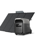Delta 3 Ultra Portable Power Station with Solar Panel and 3072Wh LiFePO4 Battery, front view of unit and panels
