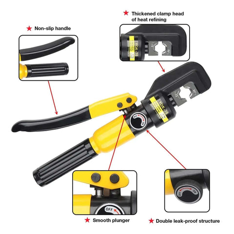 Heavy Duty Hydraulic Crimping Tool 5 To 8 Ton For Home DIY Wire Lug Pliers Crimp 4 To 70 Square Millimeters with detailed features