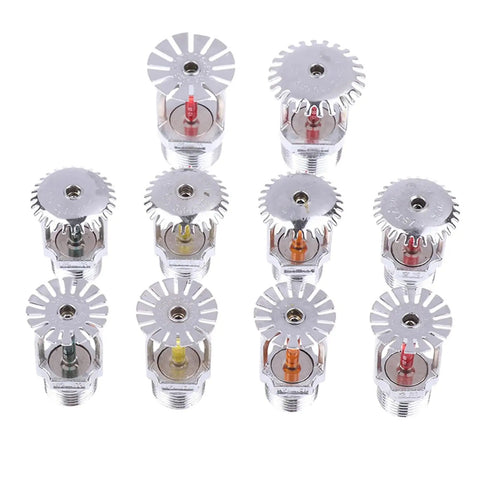 Rock Solid Brass Stainless Steel Fire Sprinkler Head With 57 68 79 93 Degree Adjustable Spray in silver, 10 pieces display.