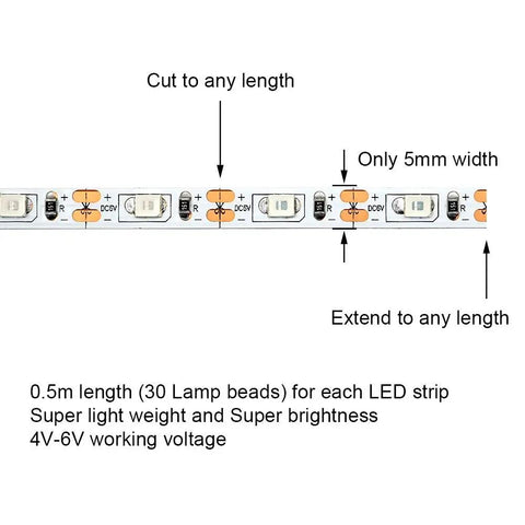 Remote Controlled LED Light Strip For RC Fixed Wing Airplanes And AR Wing Drones With Red And Green LEDs Transmitter Ready And Y Cable