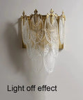 Top Shelf Modern Copper Wall Sconce With Super Soft Glass Shade Rust Proof Heavy Duty Lighting For Cozy Living Room Bedroom Setup Easy Hang Solid Decor Piece light off effect with intricate glass shade mounted on wall.