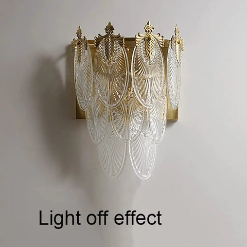 Top Shelf Modern Copper Wall Sconce With Super Soft Glass Shade Rust Proof Heavy Duty Lighting For Cozy Living Room Bedroom Setup Easy Hang Solid Decor Piece light off effect with intricate glass shade mounted on wall.
