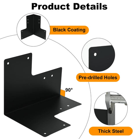 Heavy Duty Steel Workbench Corner Brackets Kit With Screws, 8 Pack, 4x4 Brackets For DIY Tables, Planer Stands, Workshop Shelves, Gazebos, And Woodworking Projects