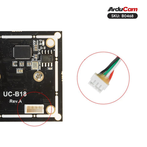 Close-up of 1080P USB Camera Module with Low Light Performance and Low Distortion 83 Degree M12 Lens 2MP IMX323 Sensor connections