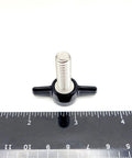 Hassle Free 5/16 Inch By 1 Inch T Bolt Screws Featuring Black Butterfly Wing Knob Corrosion Resistant 304 Stainless Steel thumb screw with ruler.