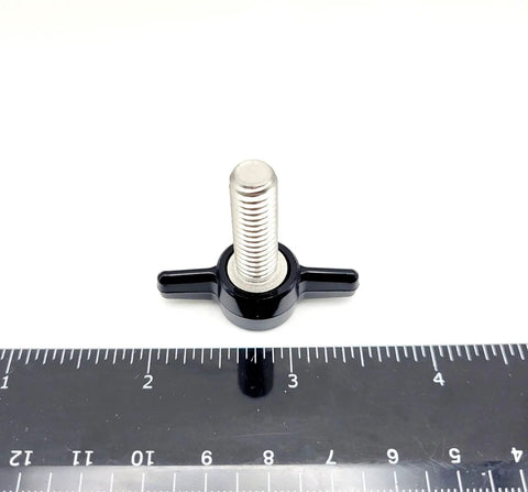 Hassle Free 5/16 Inch By 1 Inch T Bolt Screws Featuring Black Butterfly Wing Knob Corrosion Resistant 304 Stainless Steel thumb screw with ruler.