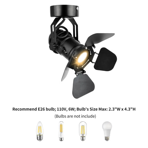 Two Pack Dope Industrial Vintage Ceiling Track Lights With Adjustable Spotlight Heads Barn Door Style Black Wall Sconces