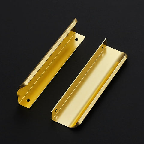 Gold Finger Edge Pulls For Cabinets 10 Pack 150mm Length With 128mm Center To Center 5 Hole Design Concealed Cabinet Handles