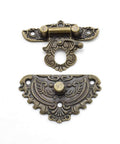 Antique Engraved Latch Hasp Hinges And Box Corner Protectors Hardware Kit in vintage bronze finish, corrosion resistant zinc alloy
