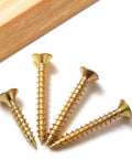 DIY Ready Wood Screws Kit 270 Pc Set With Anchors 8 Sizes Flat Head Phillips Drywall Screws Zinc Plated Yellow High Hardness Carbon Steel Handy Home Improvement Must Have For Any Project, four zinc-plated flat head screws