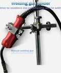 Welding gun holder with manual adjustment bracket for secure positioning, suitable for Heavy Duty Rotary Welding Positioner Adjusts Zero To Ninety Degrees With Quick Lock Lever And 65 Millimeter Chuck For Dead On Angle Control While Cranking Out Clean Welds Without The Sweat.