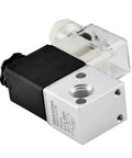 Electrical Pneumatic Solenoid Valve 3V1-06 with 24VDC coil, PT1/8 inch port, 3/2 way normally closed, CE certified, front angle view