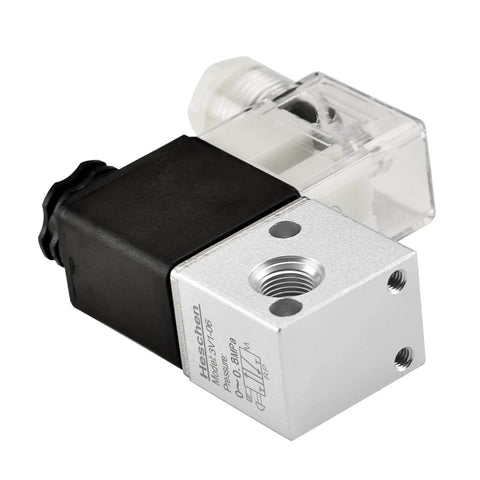 Electrical Pneumatic Solenoid Valve 3V1-06 with 24VDC coil, PT1/8 inch port, 3/2 way normally closed, CE certified, front angle view