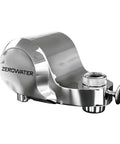 Chrome Faucet Mount Water Filter With WQA Certified PFOA PFOS And Chlorine Reduction, sleek design, side view.