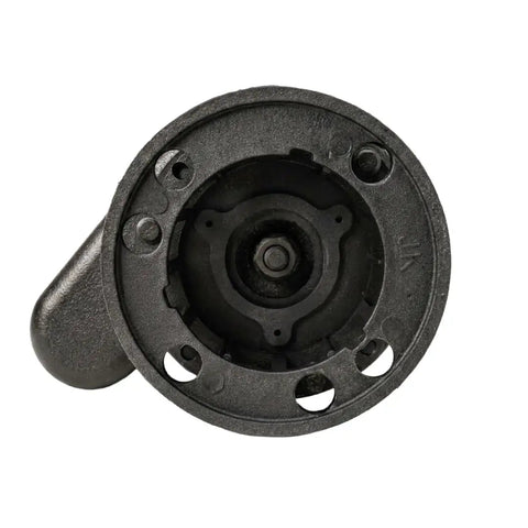 Close-up of submersible grinder pump impeller system for wastewater and dirty water with built in debris macerator.
