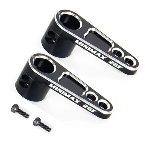 2 Pack 25T Servo Horn Aluminum Steering Arm Replacement For Futaba Savox Power HD Servos with screws, black CNC machined metal