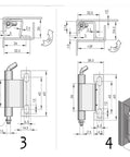 Technical drawings of distribution cabinet door hinge from the Distribution Cabinet Door Hinge And Control Box Hardware Kit For Instrument Panels And Switch Fittings Durable Construction With Easy Mount Panel Fit For Industrial Electrical Cabinets And Control Boxes