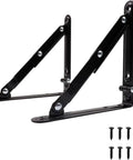 Heavy Duty Folding Shelf Brackets 8 Inch White Metal Corner Braces Built Like A Tank Triangle Supports with black finish.