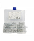 125-Piece Carbon Steel R-Type Cotter Pins Kit With Wave Shape Clips, Rust-Resistant Zinc Finish, Assorted Sizes In Sturdy Box
