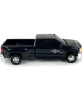 Side view of Chevrolet Silverado Dually Toy Truck With Trailer Hitch Realistic 1 To 20 Scale Farm Toy For Kids And Collectors