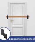 2x4 Door Barricade Brackets Z Shape Black Heavy Duty Security Lock Bar for Home Safety drop open bar holder, installed view
