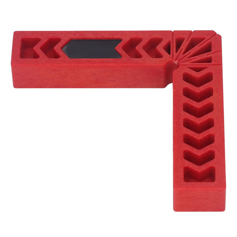 12 Pack Heavy Duty Plastic Corner Clamps For Woodworking Right Angle Frame Assembly Jig With Badass Non Slip Grip For DIY Furniture And Cabinetry No Sweat Setup Every Time in red, showing precise angle measurement.