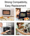 People using microwaves with Microwave Waveguide Cover Mica Sheet 118x100mm Replacement for Midea Ovens, highlighting easy replacement.