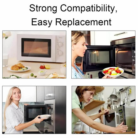 People using microwaves with Microwave Waveguide Cover Mica Sheet 118x100mm Replacement for Midea Ovens, highlighting easy replacement.