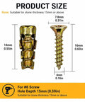 6x14mm Short Expansion Cabinet Hinge Repair Screws And Anchors Kit dimensions with ruler for loose holes and shallow holes
