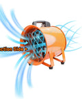 Heavy Duty High Velocity 10 Inch Portable Utility Blower Fan for basements shops and warehouses with air flow shown