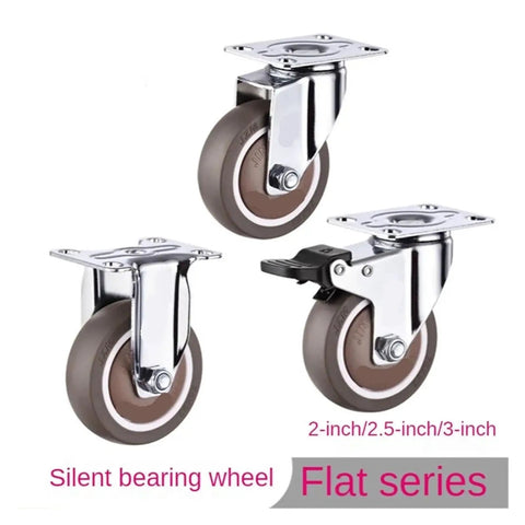 Four Pack 2.5 Inch Swivel Casters Rubber Quiet Rolling Brown Stem Mount Furniture Casters for Chairs Tables Carts Lightweight Durable Upgrade Easy