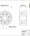 LILY MR104 ceramic ball bearing, 4x10x3 mm, 4 mm bore, front view